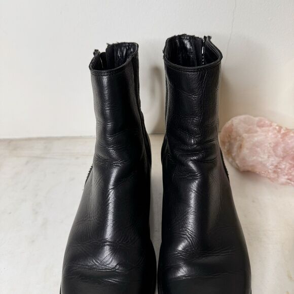 Frye Demi Zip Black Leather Short Boots Biker Moto Gothic Made in Mexico Size 7 - Picture 5 of 11